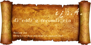 Ördög Annamária névjegykártya